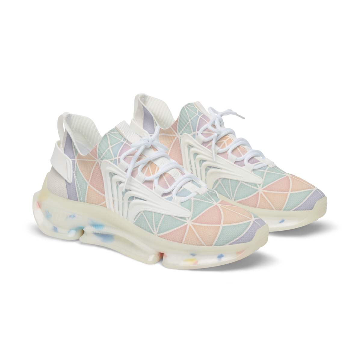 Pastel Prism Lattice Bloom unique printed sneakers