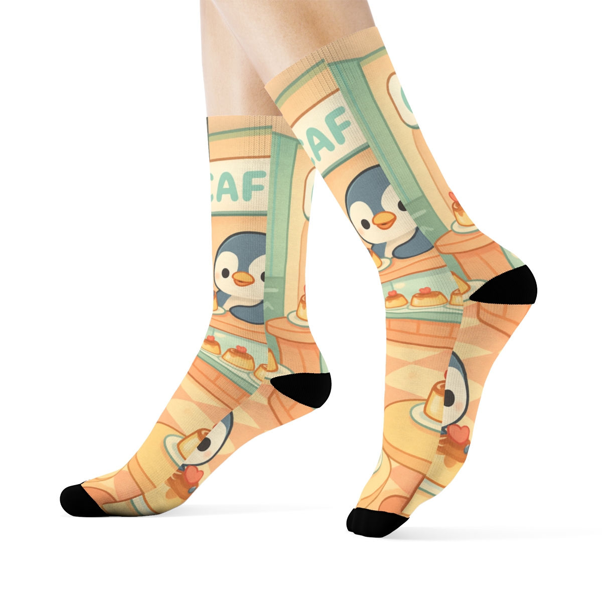 Pastel Pudding Penguin Cafe warm winter socks