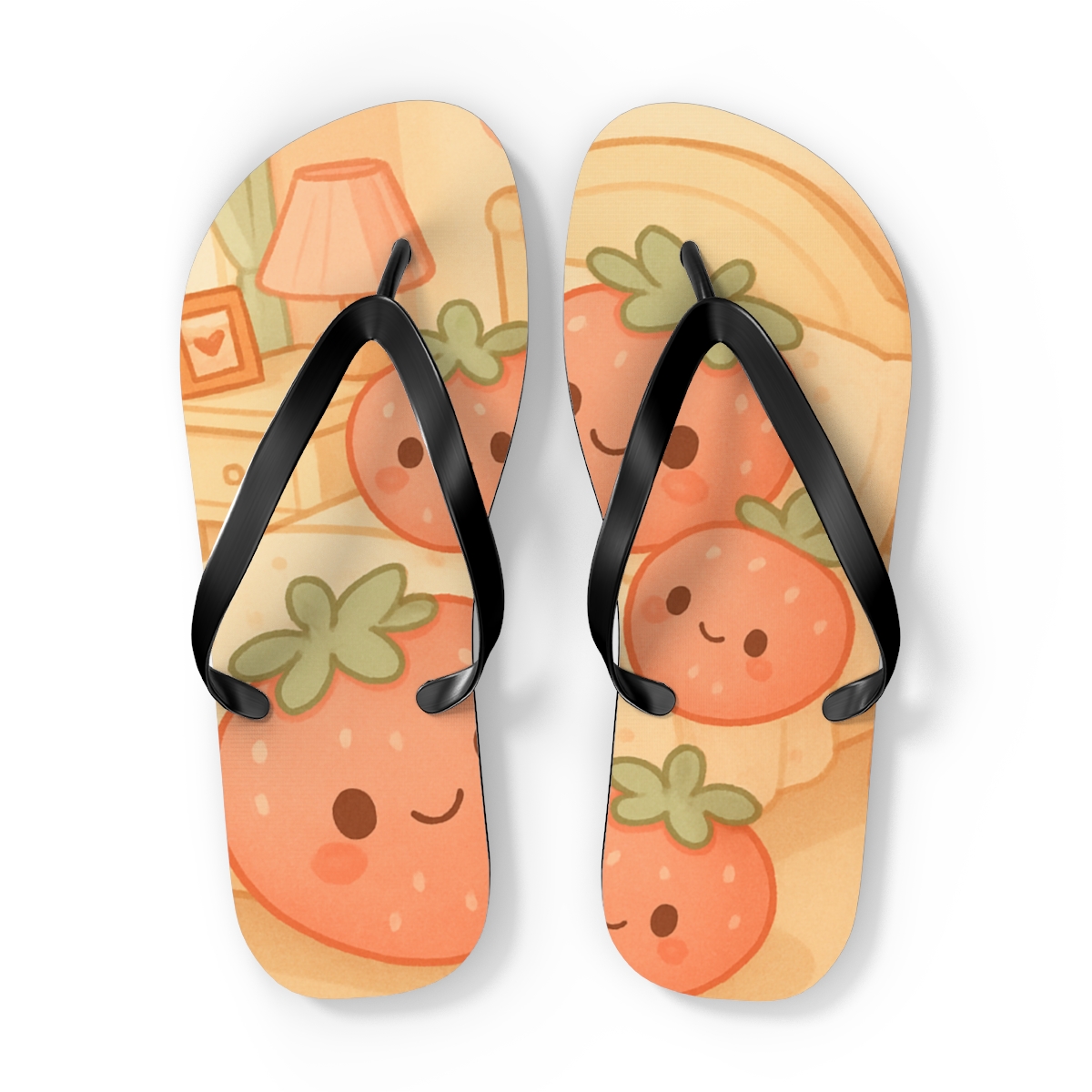 Pastel Strawberry Pillow Pals comfortable casual flip flops