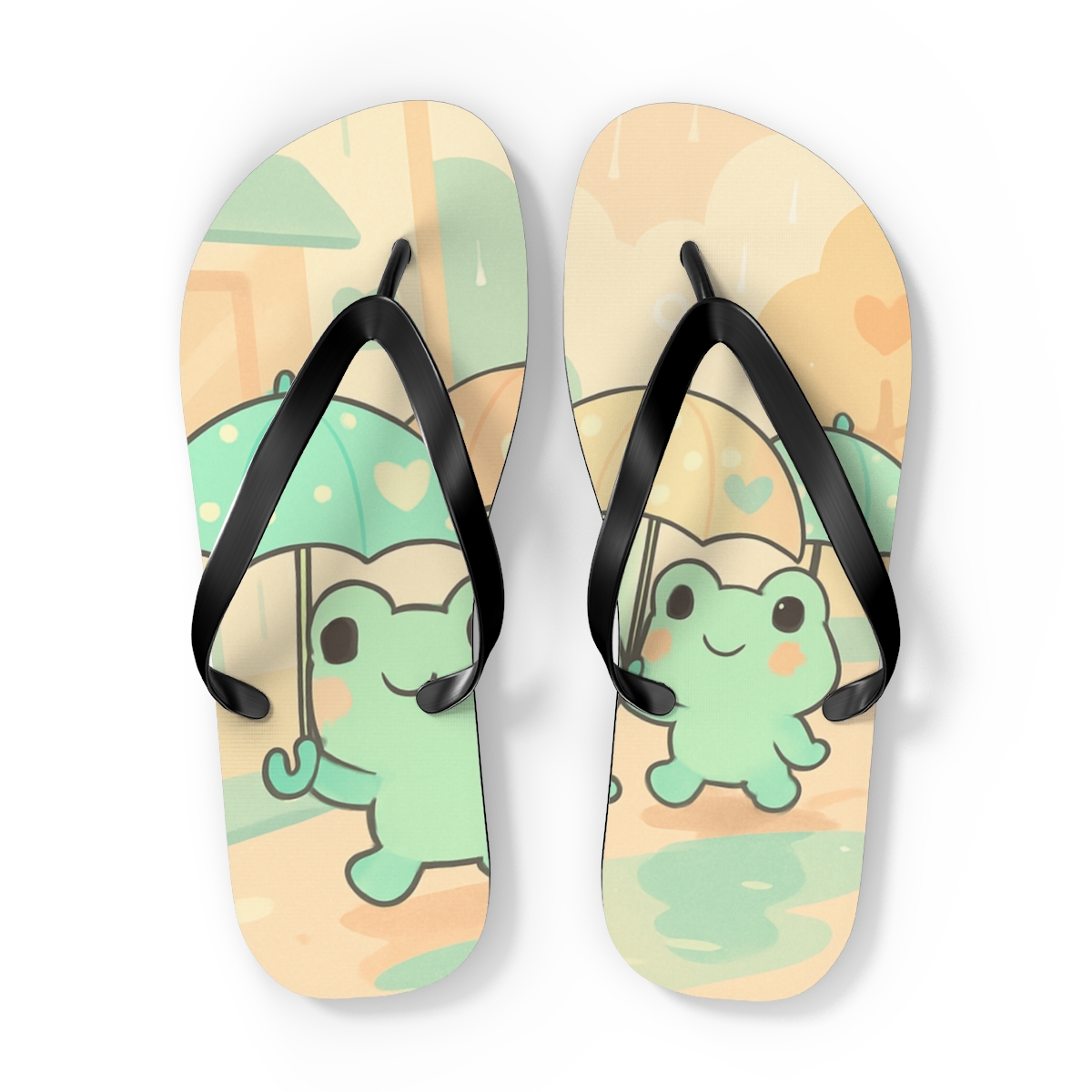 Pastel Umbrella Frog Parade soft sole flip flops