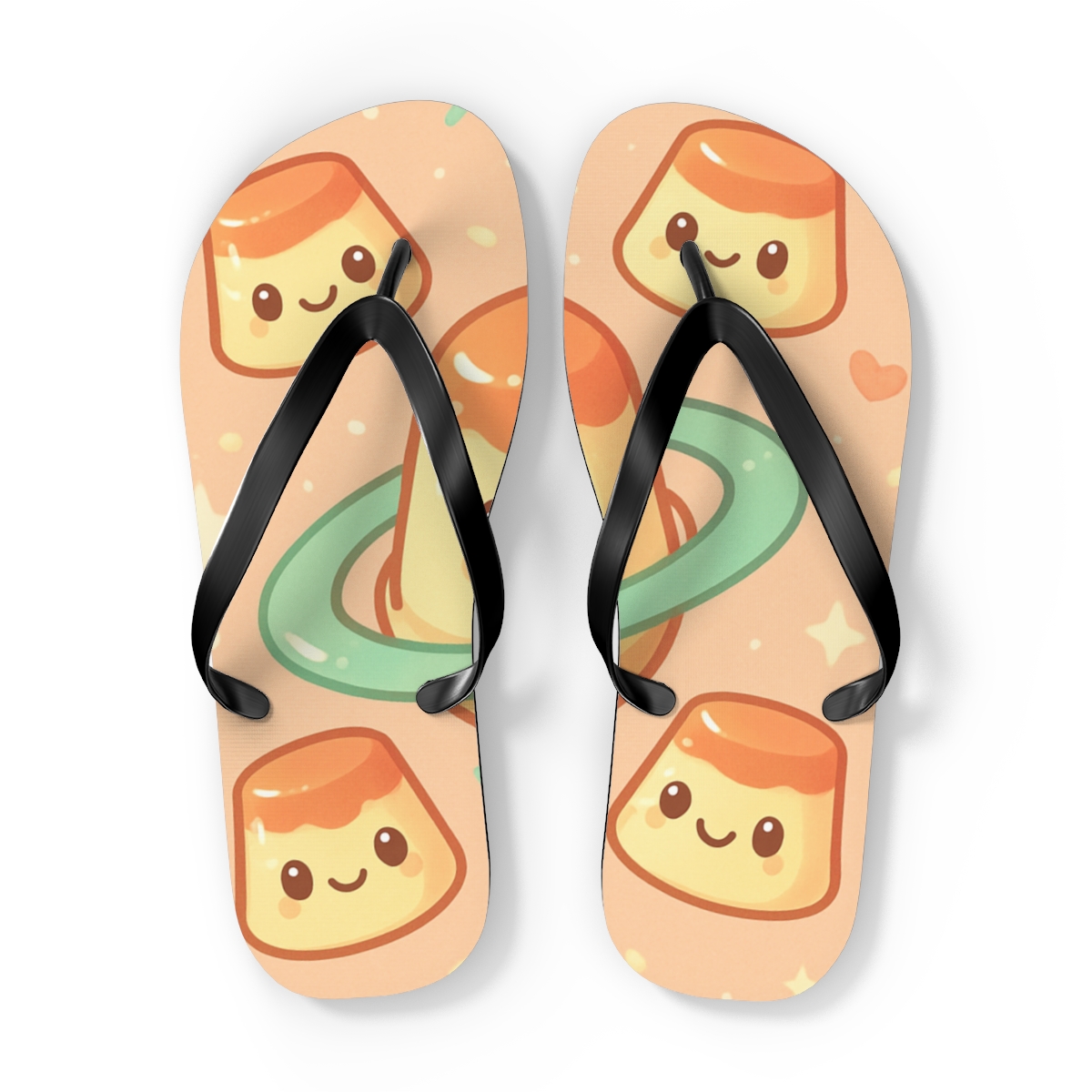 Peach Pudding Planet Party personalized beach flip flops