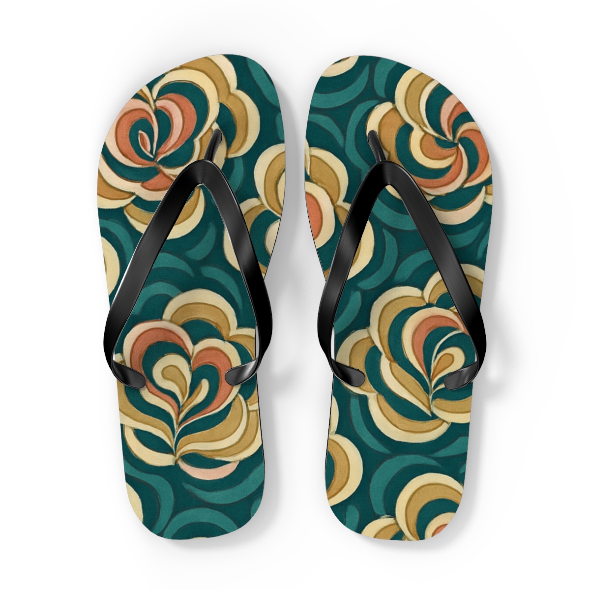 Peony Ripple Tessellation personalized beach flip flops