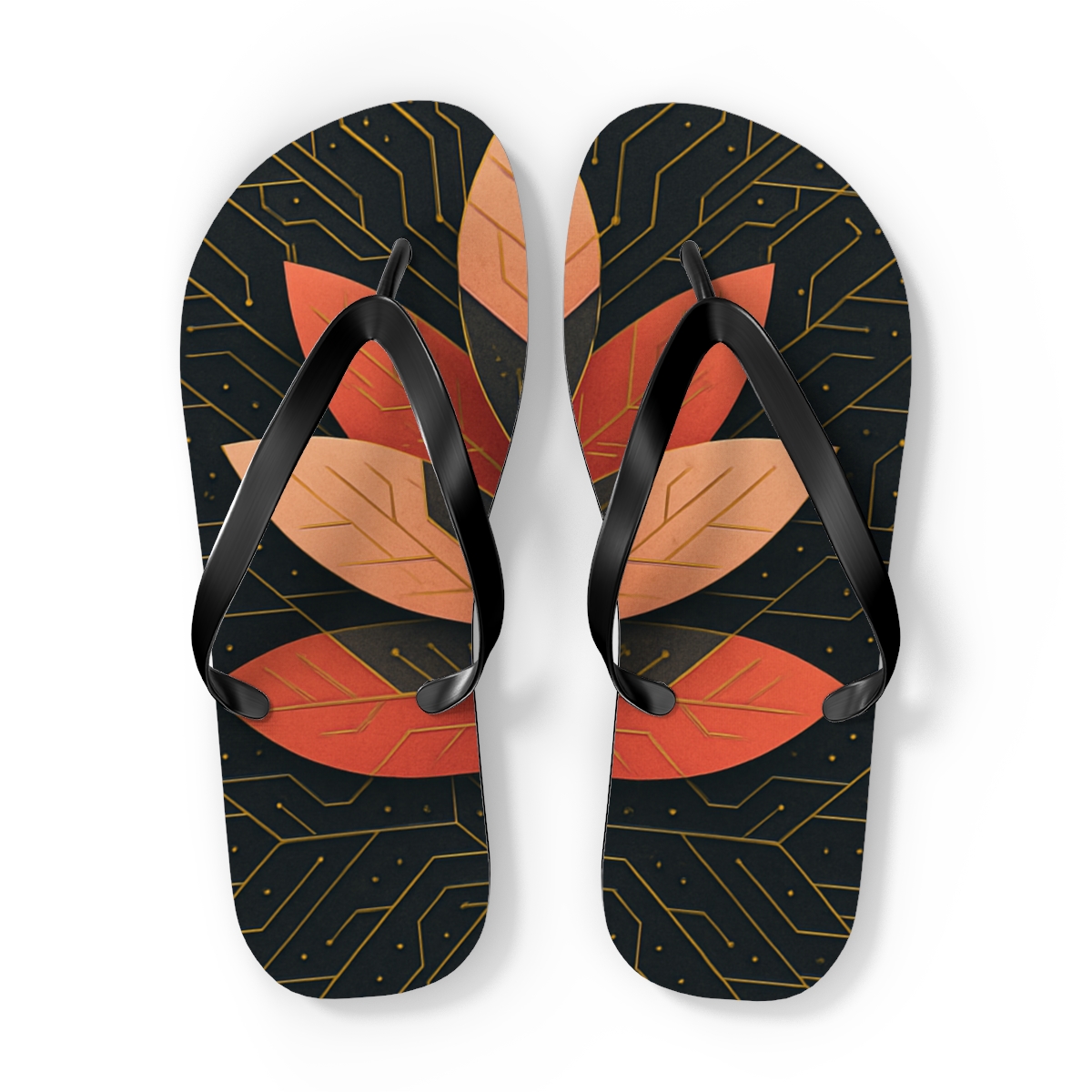 Peony Vein Circuit Weave colorful rubber flip flops