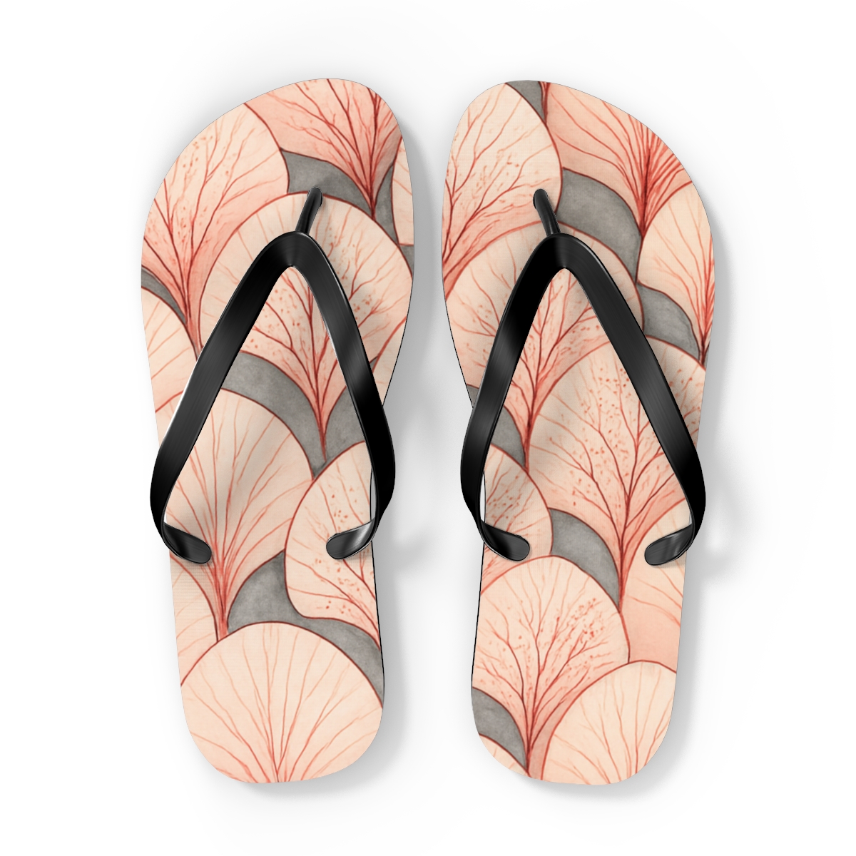 Peony Vein Fractal Array unique graphic flip flops
