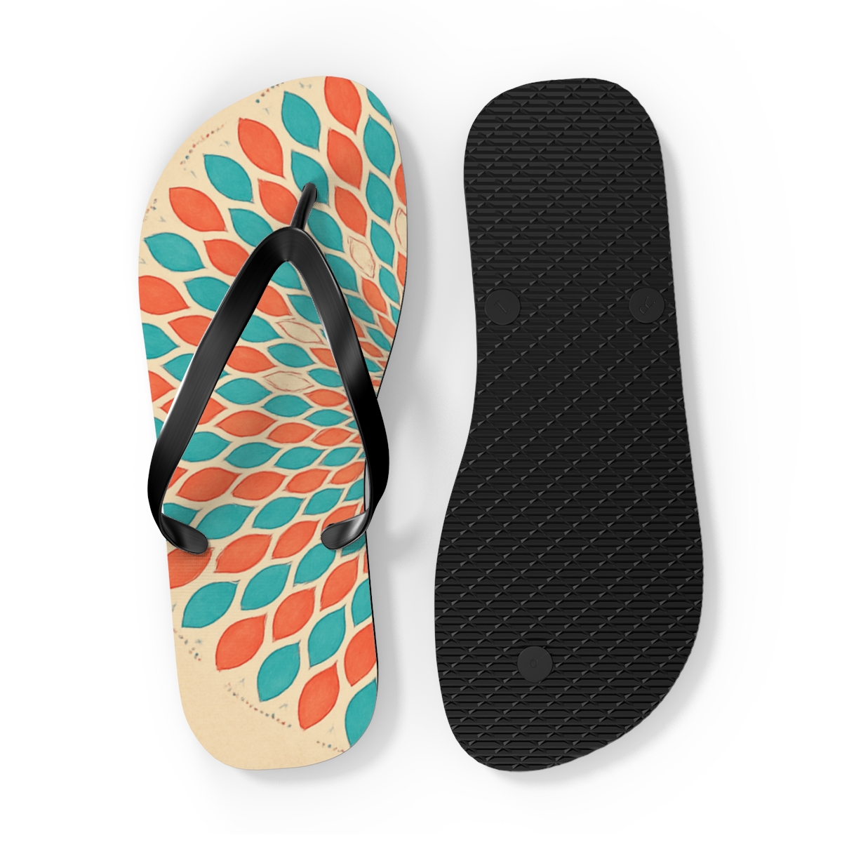 Petal Orbit Mosaic colorful rubber flip flops