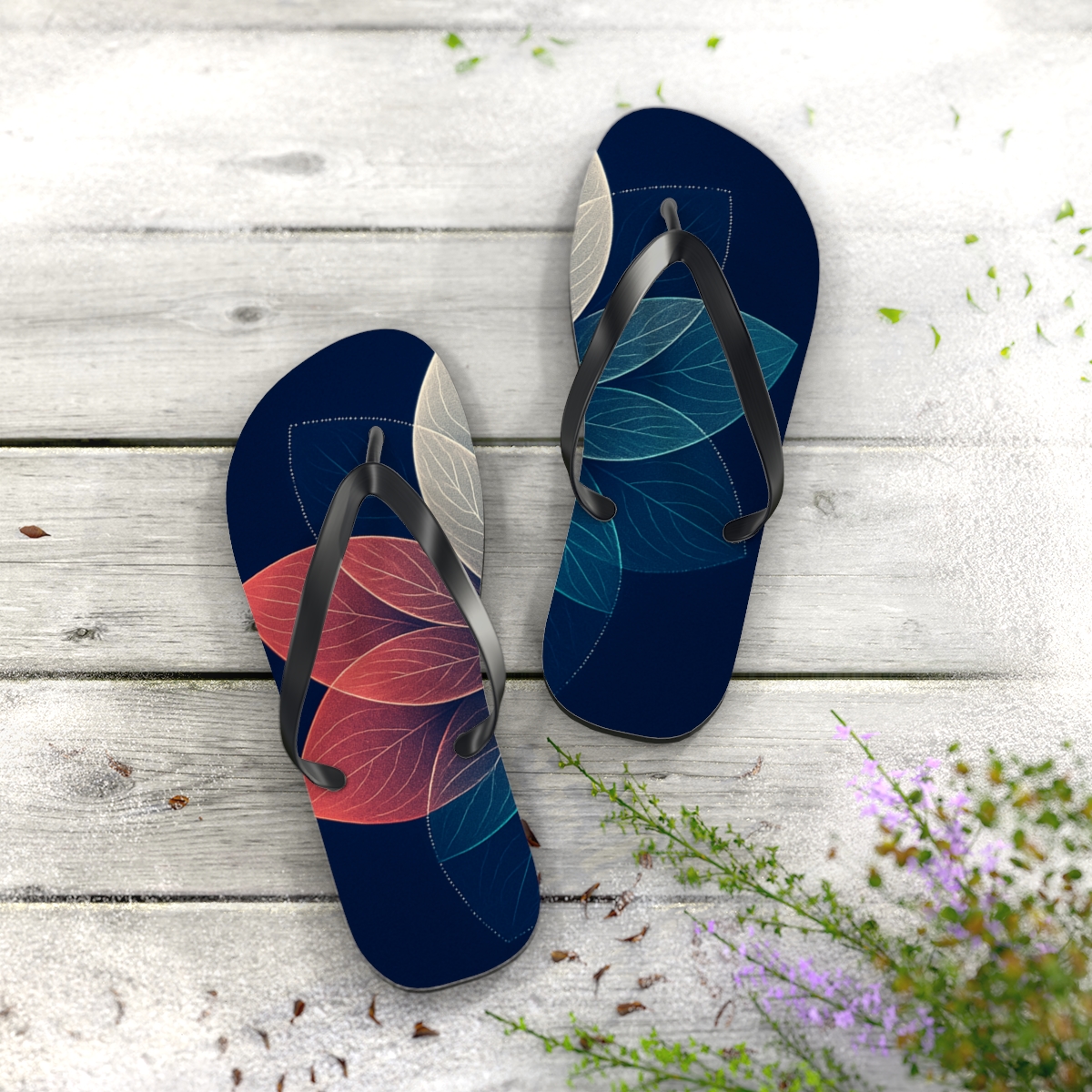 Petal Vein Parallax Loom personalized beach flip flops