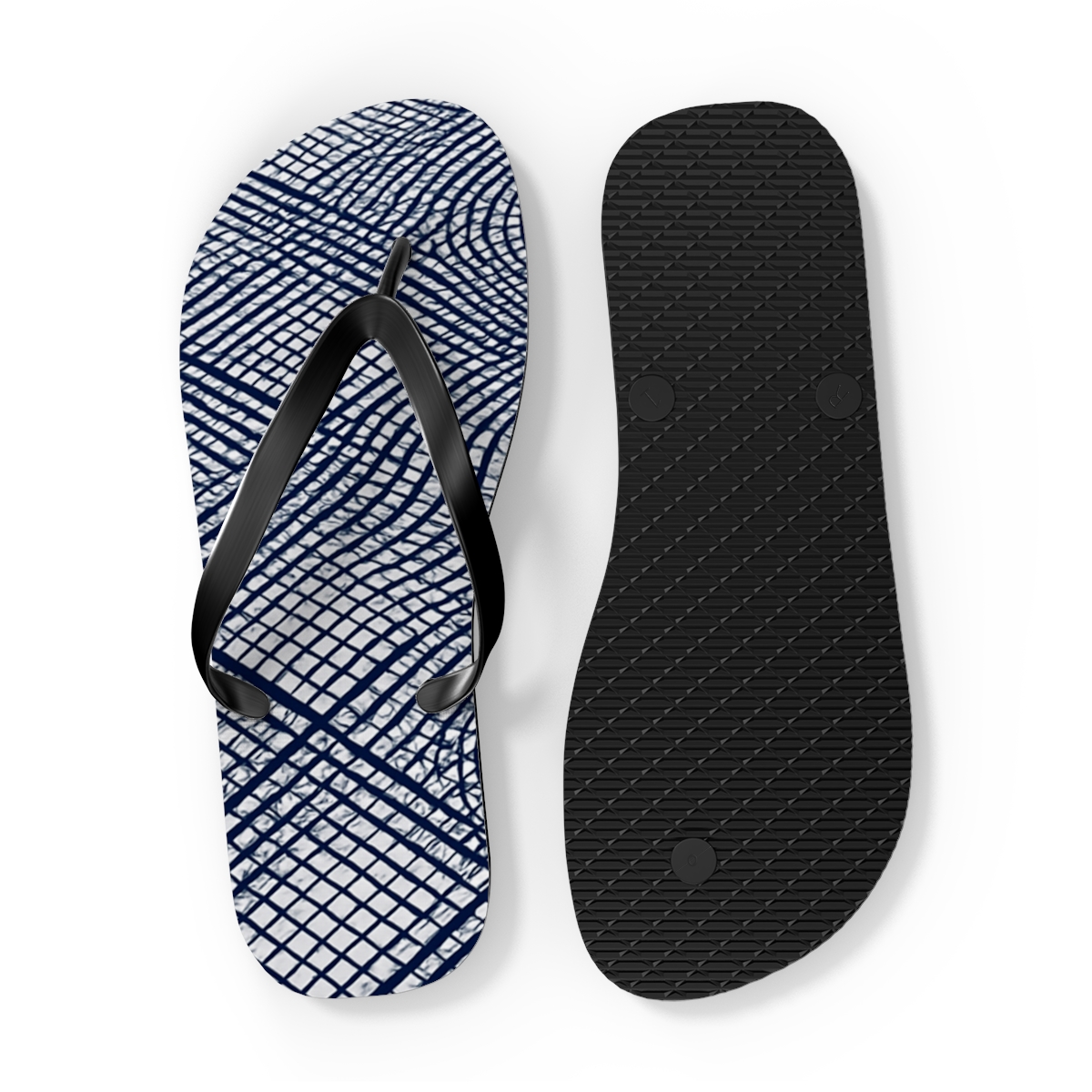 Phase Shift Grid Moire personalized beach flip flops