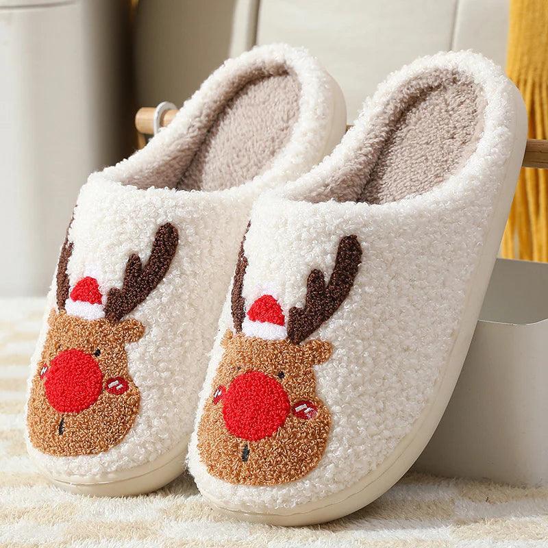 Reindeer Holiday Slippers – Cozy Festive Comfort for the Winter Season - Cloud Cushion Slides