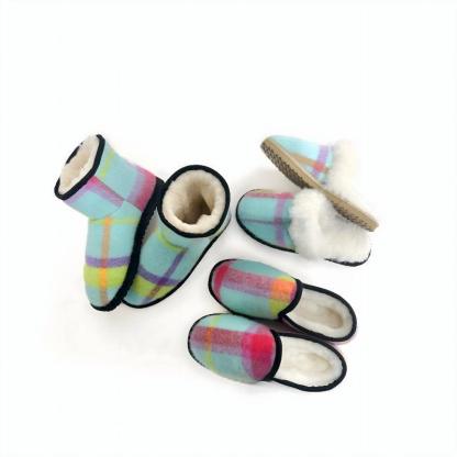 Classic Plaid Fleece Slippers – Cozy Comfort for Chilly Days-Cloud Cushion Slides