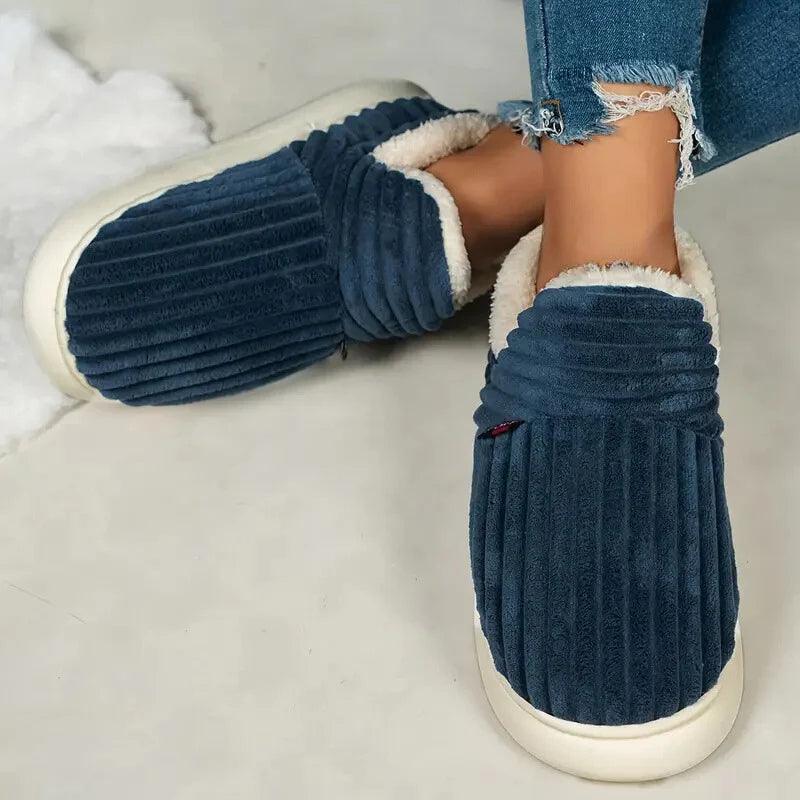 Non Slip Ribbed Indoor Slippers – Warmth and Secure Fit for Home-Cloud Cushion Slides