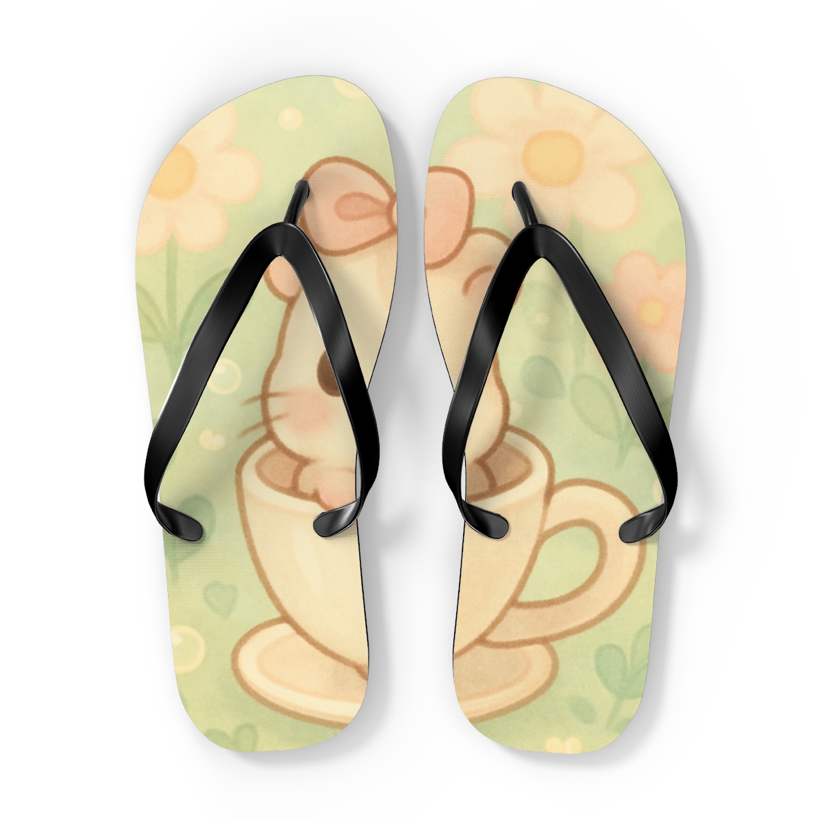 Pocket Garden Hamster Tea Time colorful rubber flip flops