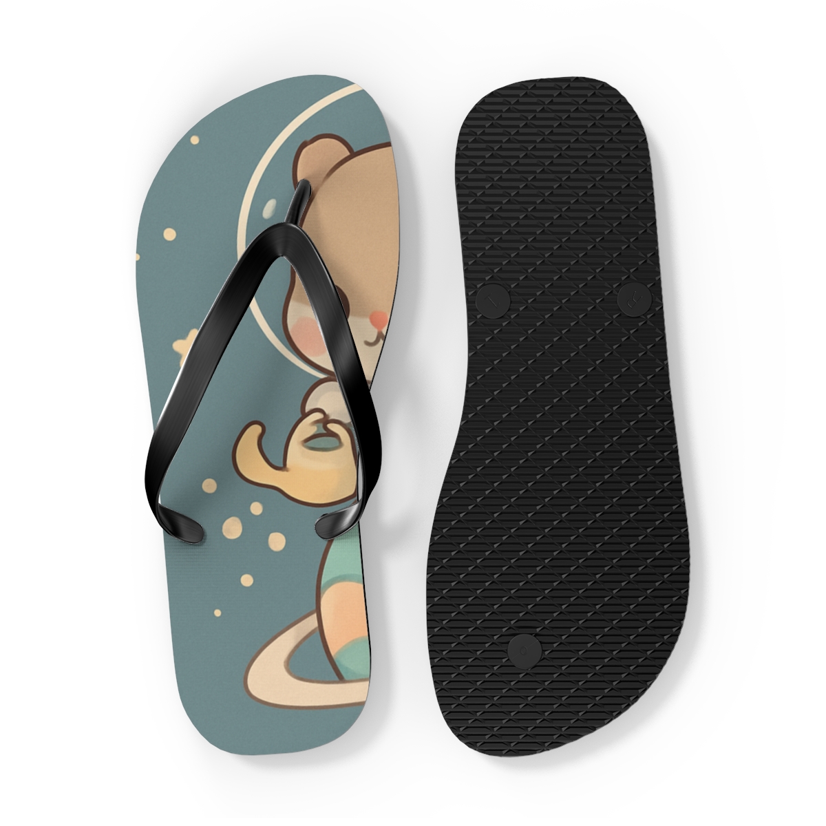 Pocket Planet Hamster Gardener designer logo flip flops