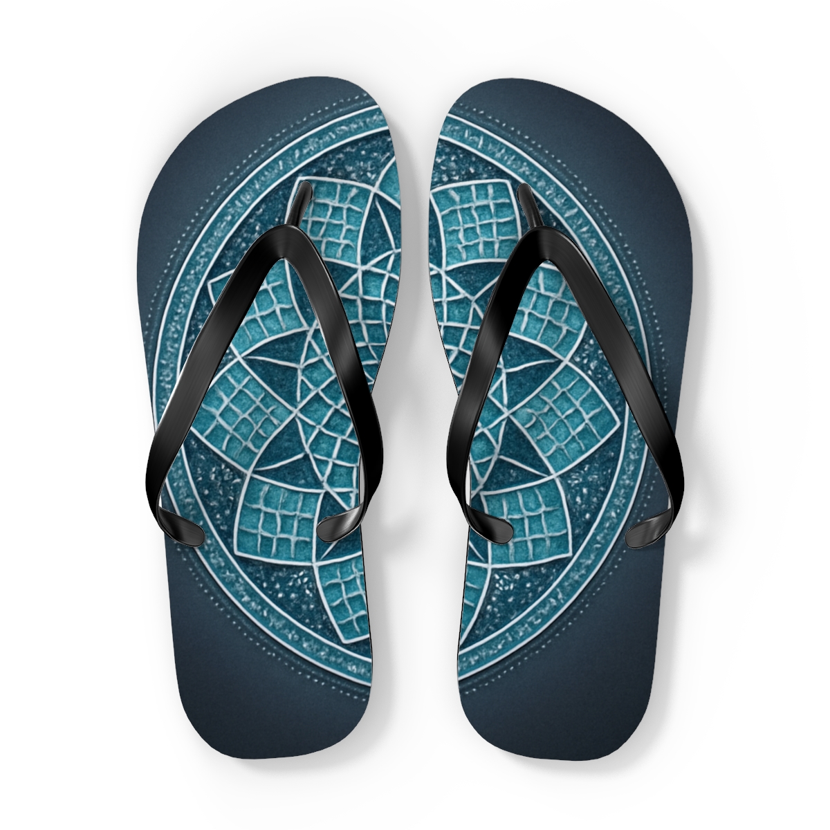 Polar Lattice Halo Mandala colorful rubber flip flops