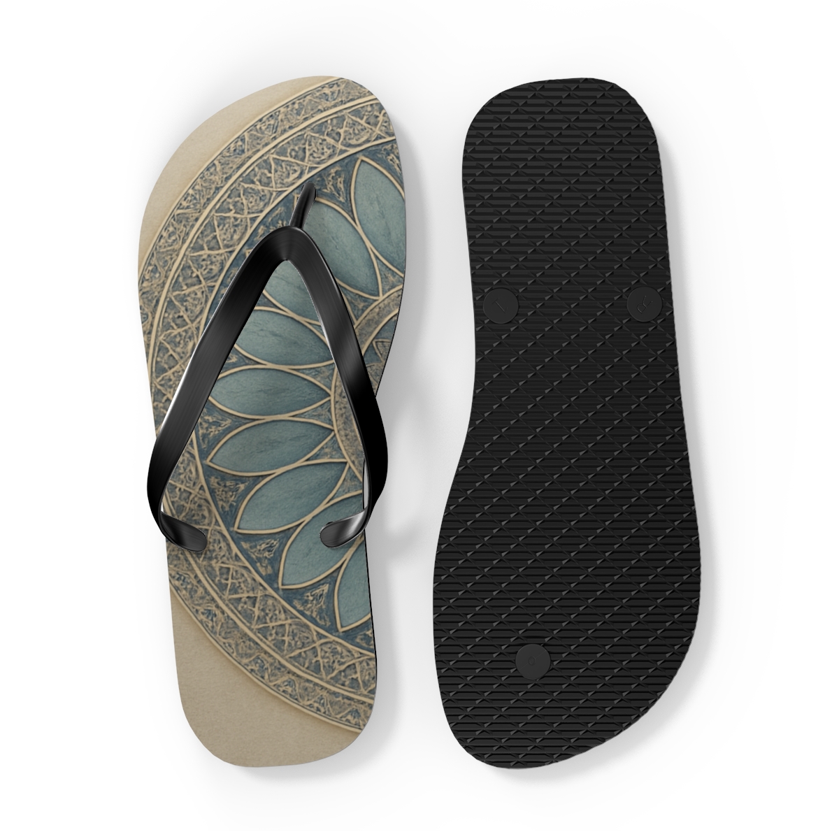 Polygonal Petal Resonance colorful rubber flip flops