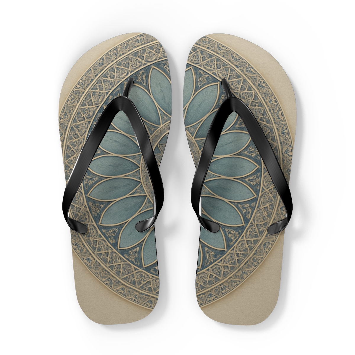 Polygonal Petal Resonance colorful rubber flip flops