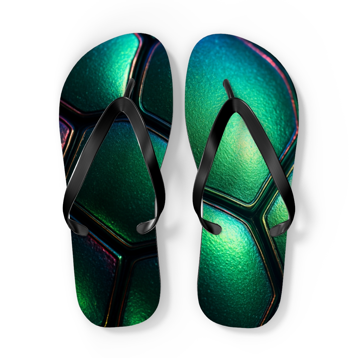 Prismatic Beetle Carapace Circuit colorful rubber flip flops