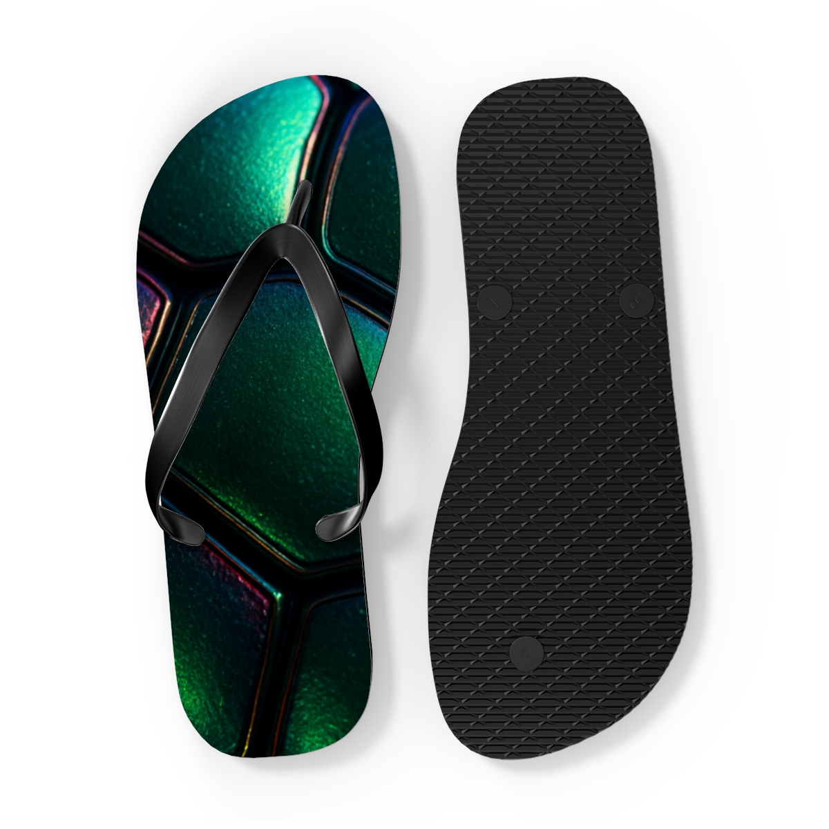 Prismatic Beetle Carapace Circuit colorful rubber flip flops