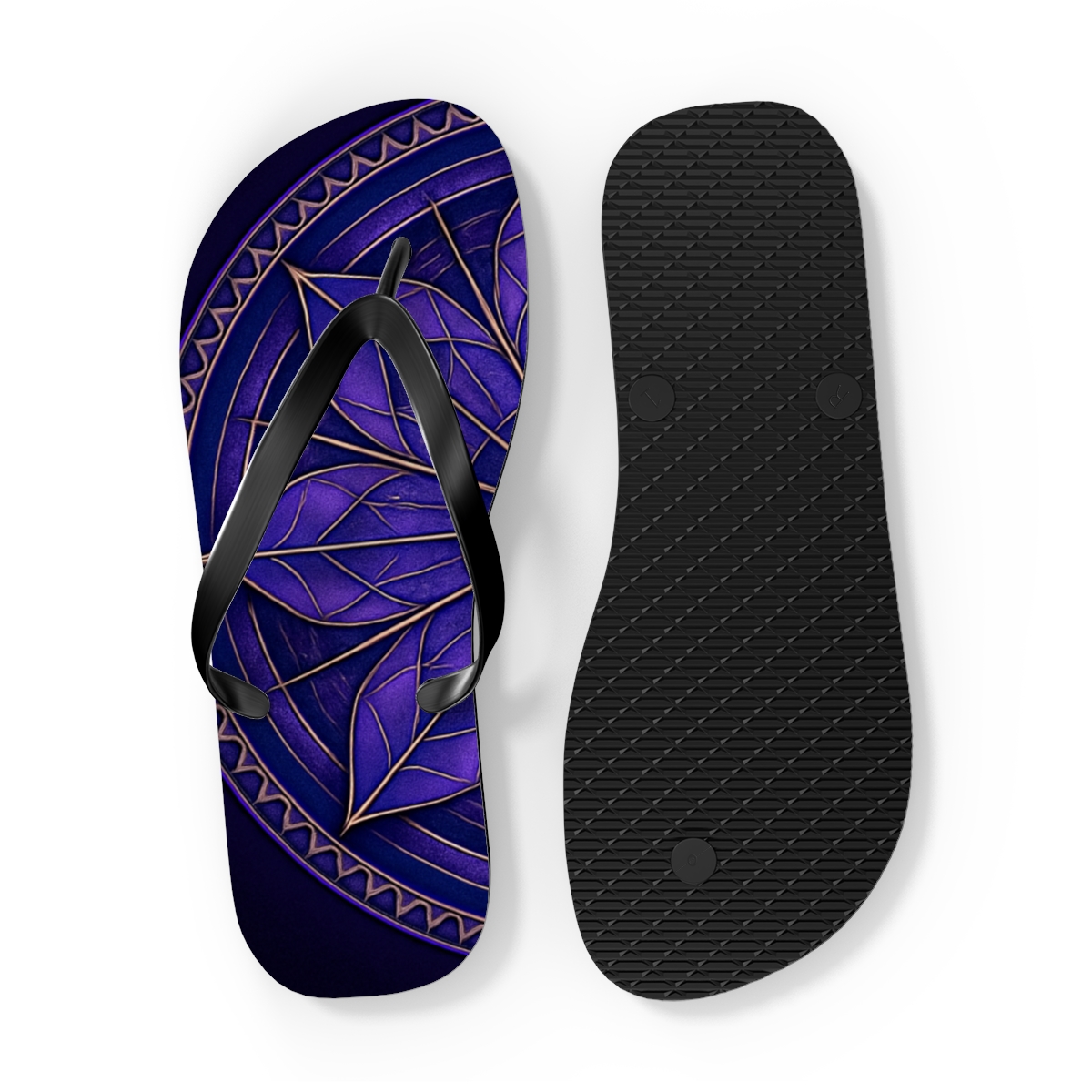Prismatic Compass Bloom Mandala personalized beach flip flops