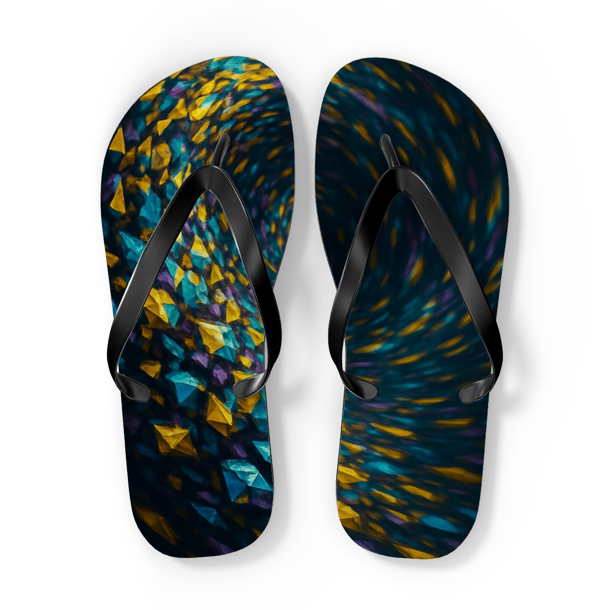 Prismatic Dance Of The Swarm personalized beach flip flops