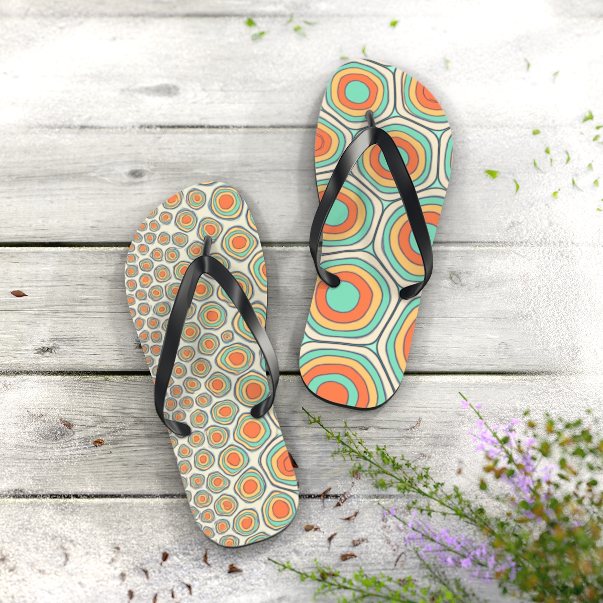 Prismatic Foam Cell Tessellation unique graphic flip flops