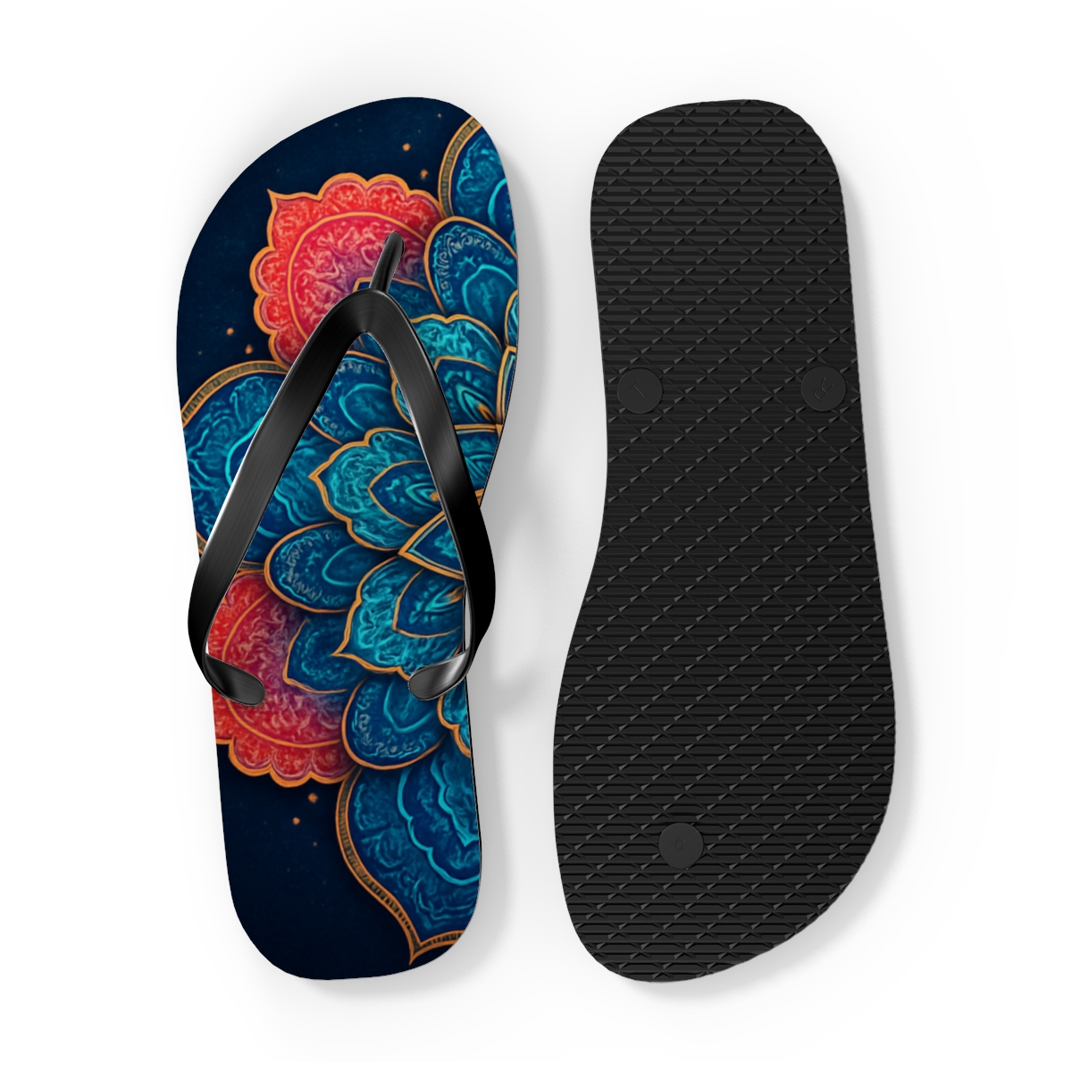 Prismatic Fractal Rosette Constellation personalized beach flip flops