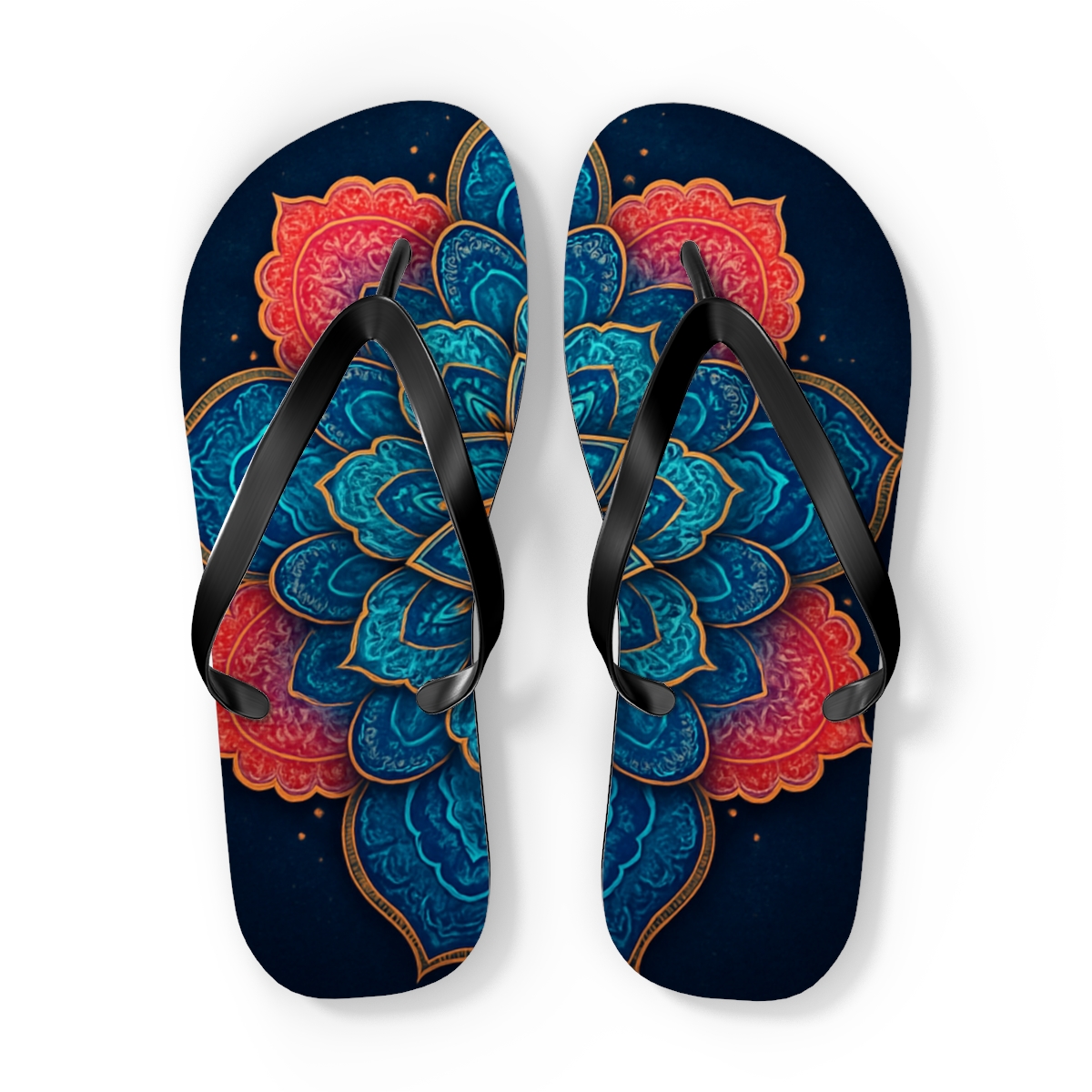 Prismatic Fractal Rosette Constellation personalized beach flip flops