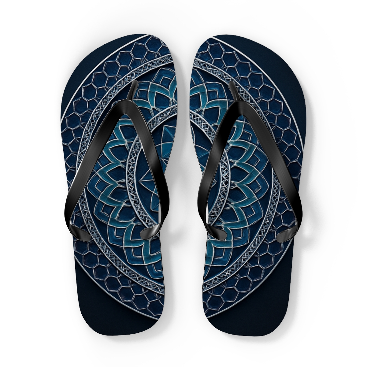 Prismatic Lattice Halo designer logo flip flops