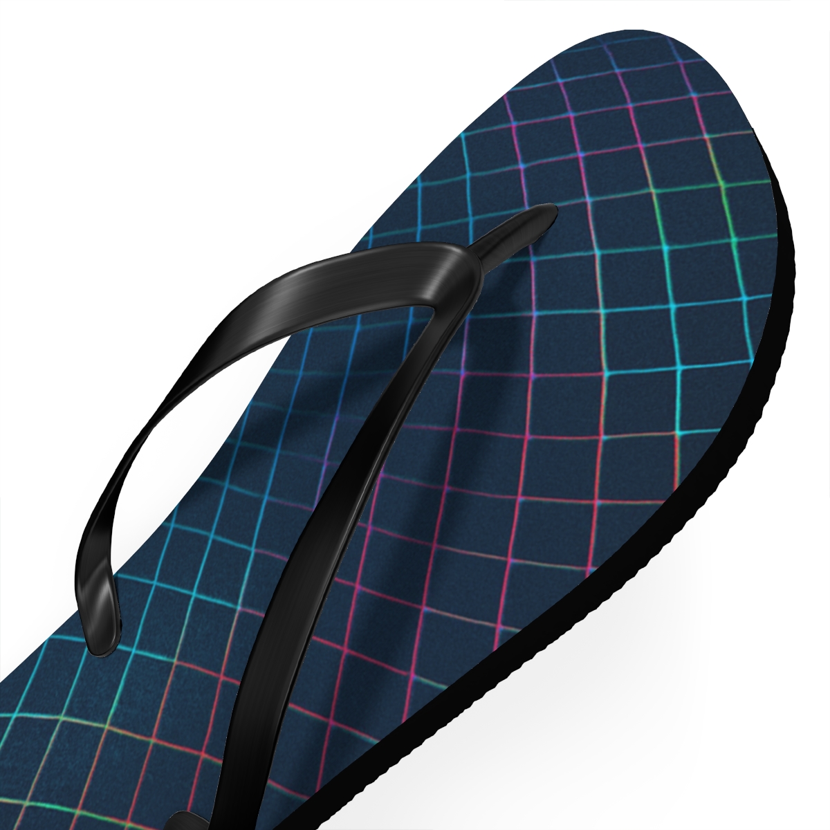 Prismatic Moire Lattice Sweep colorful rubber flip flops
