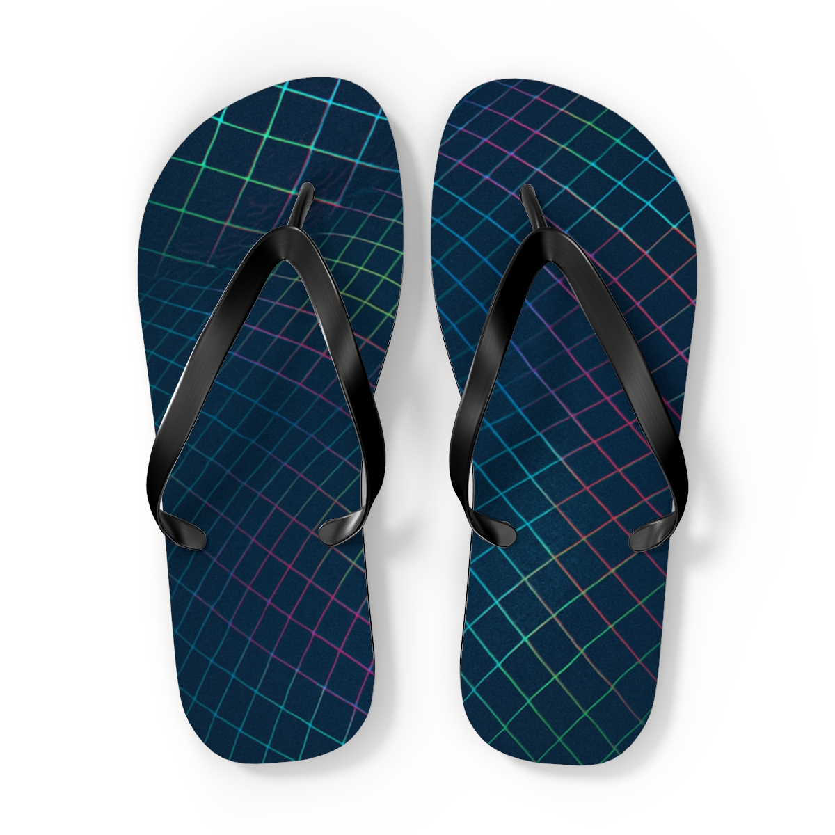 Prismatic Moire Lattice Sweep colorful rubber flip flops