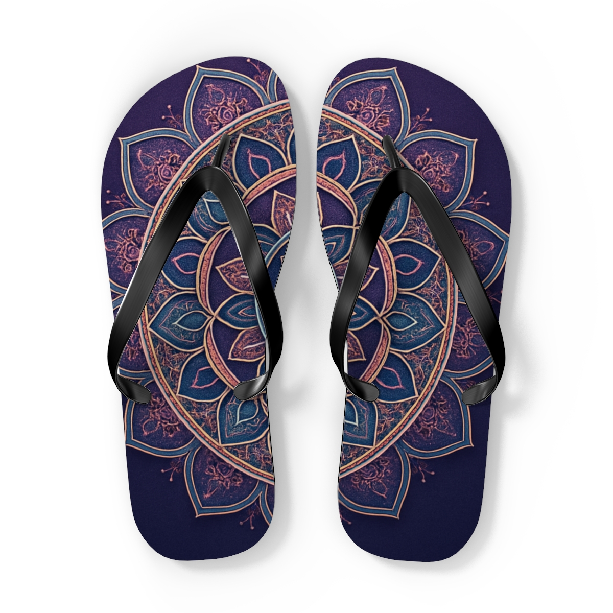 Prismatic Orbit Filigree designer logo flip flops