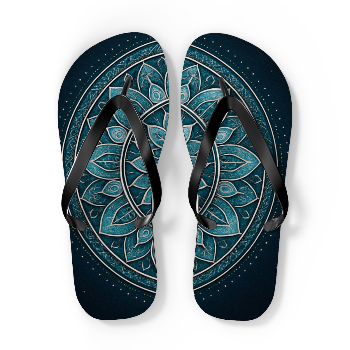 Prismatic Orbit Filigree unique graphic flip flops