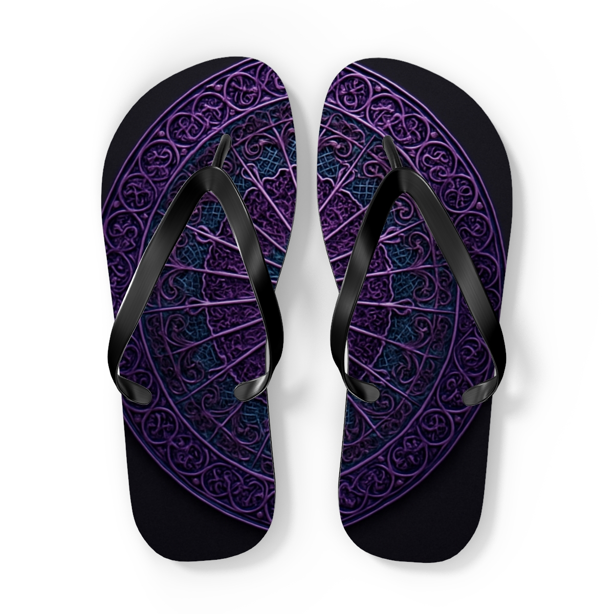 Prismatic Orbit Filigree Wheel trendy printed flip flops