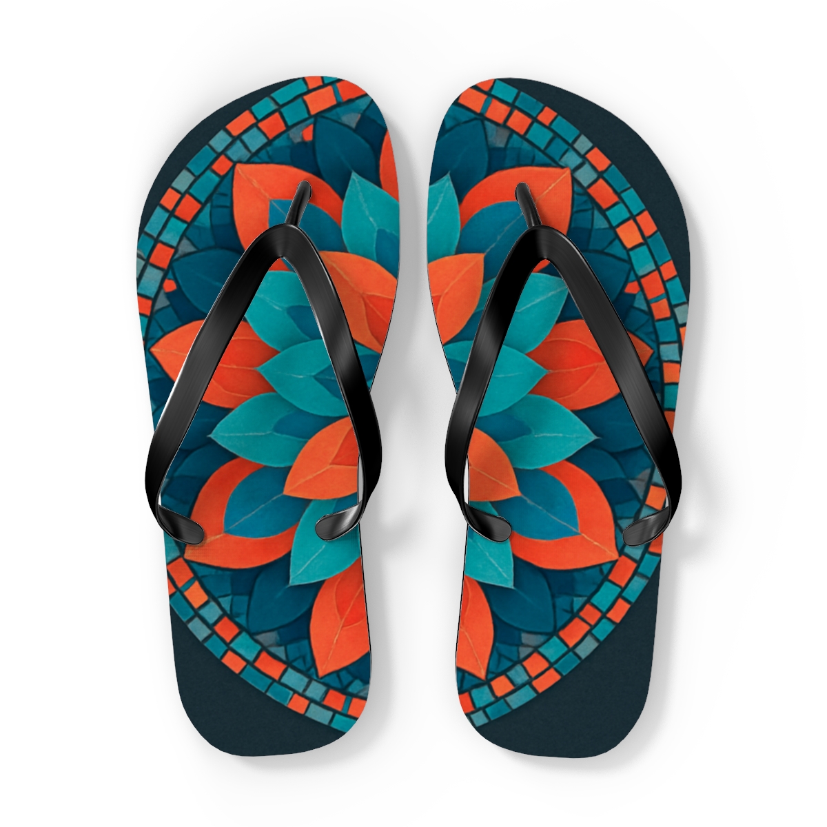 Prismatic Petal Mosaic custom flip flops