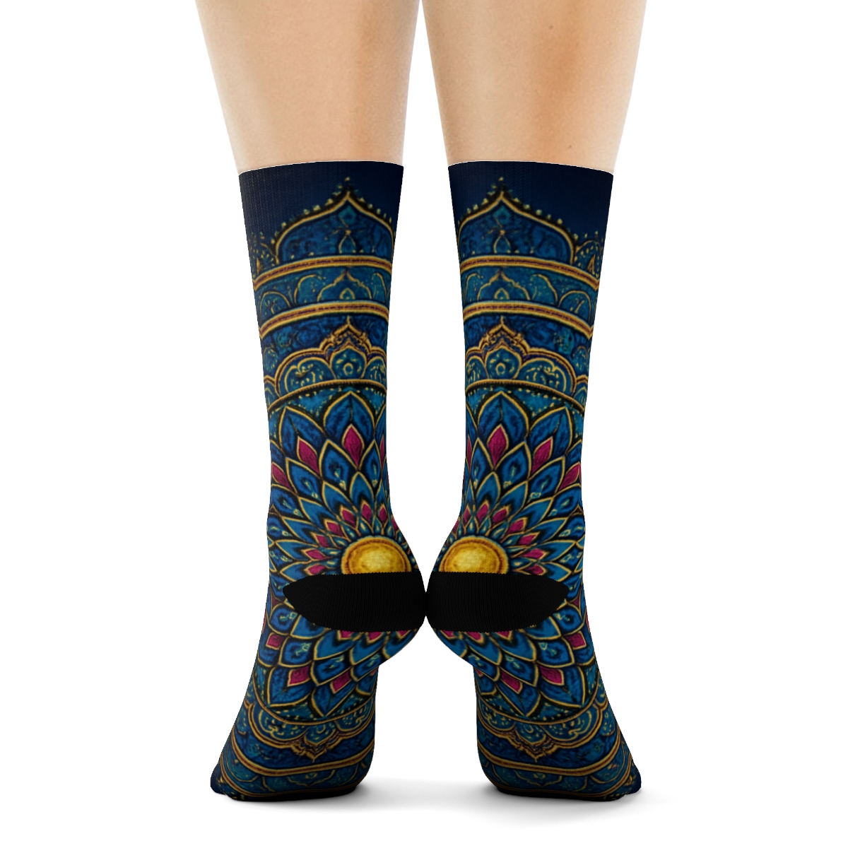 Prismatic Petal Orbit Mandala sports performance socks