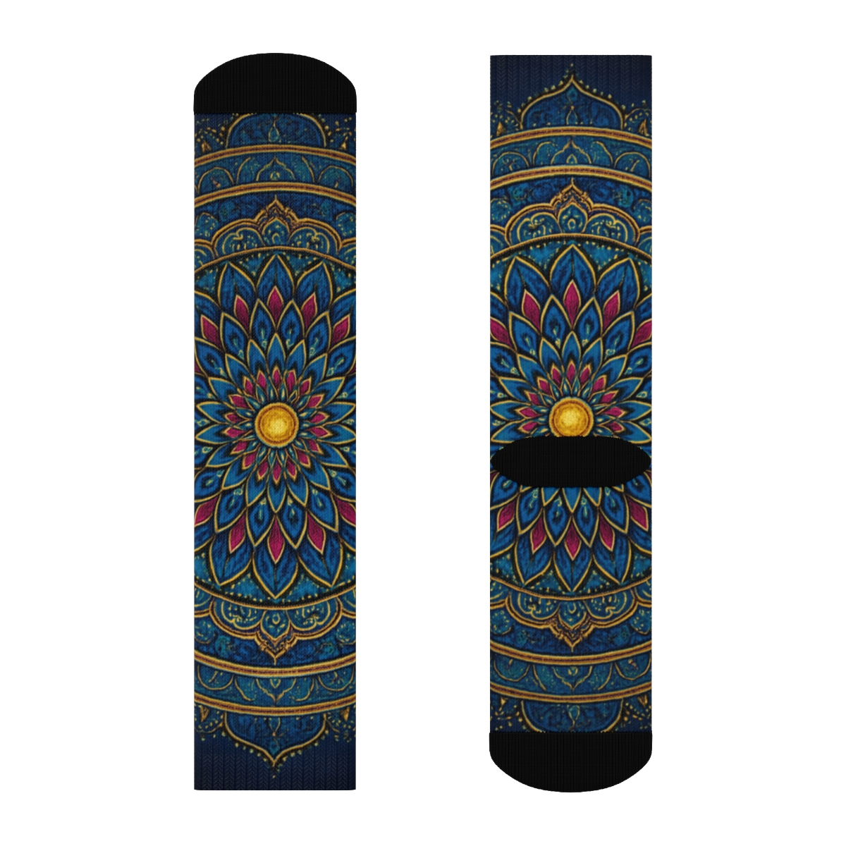 Prismatic Petal Orbit Mandala sports performance socks