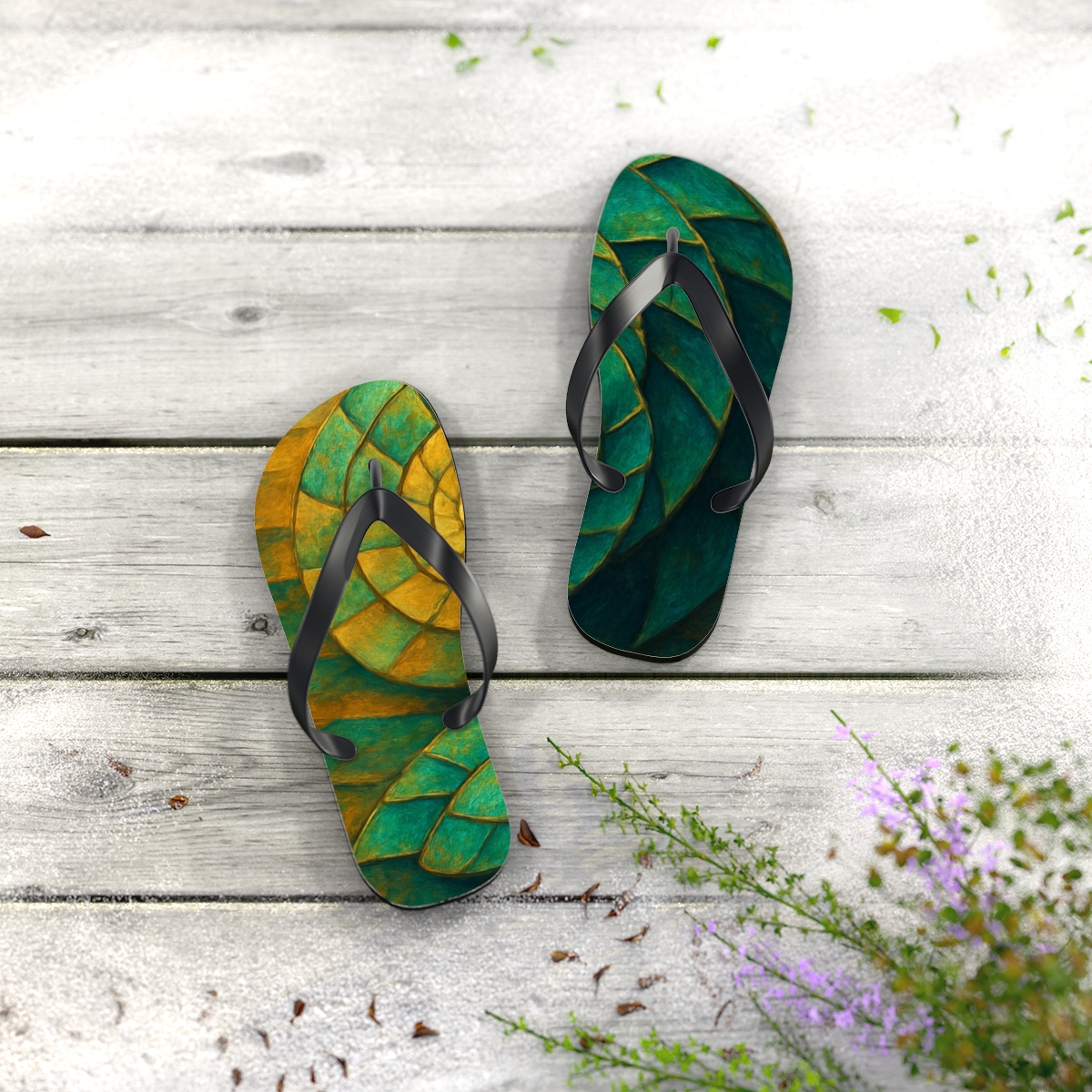 Golden Spiral Shores Flip Flops