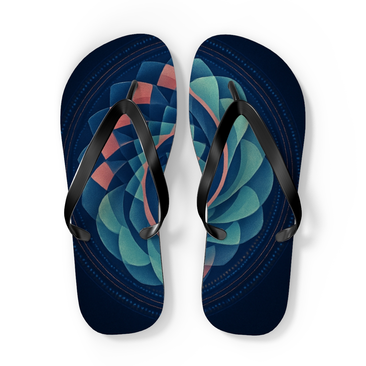 Prismatic Spiral Rosette designer logo flip flops