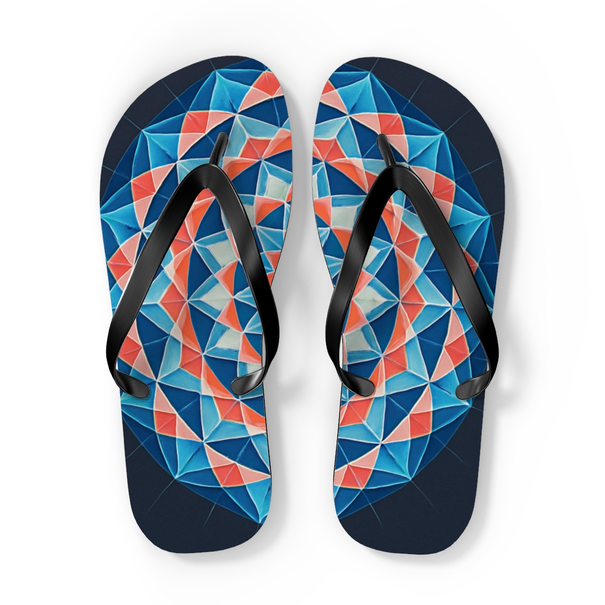 Prismatic Spiral Rosette unique graphic flip flops