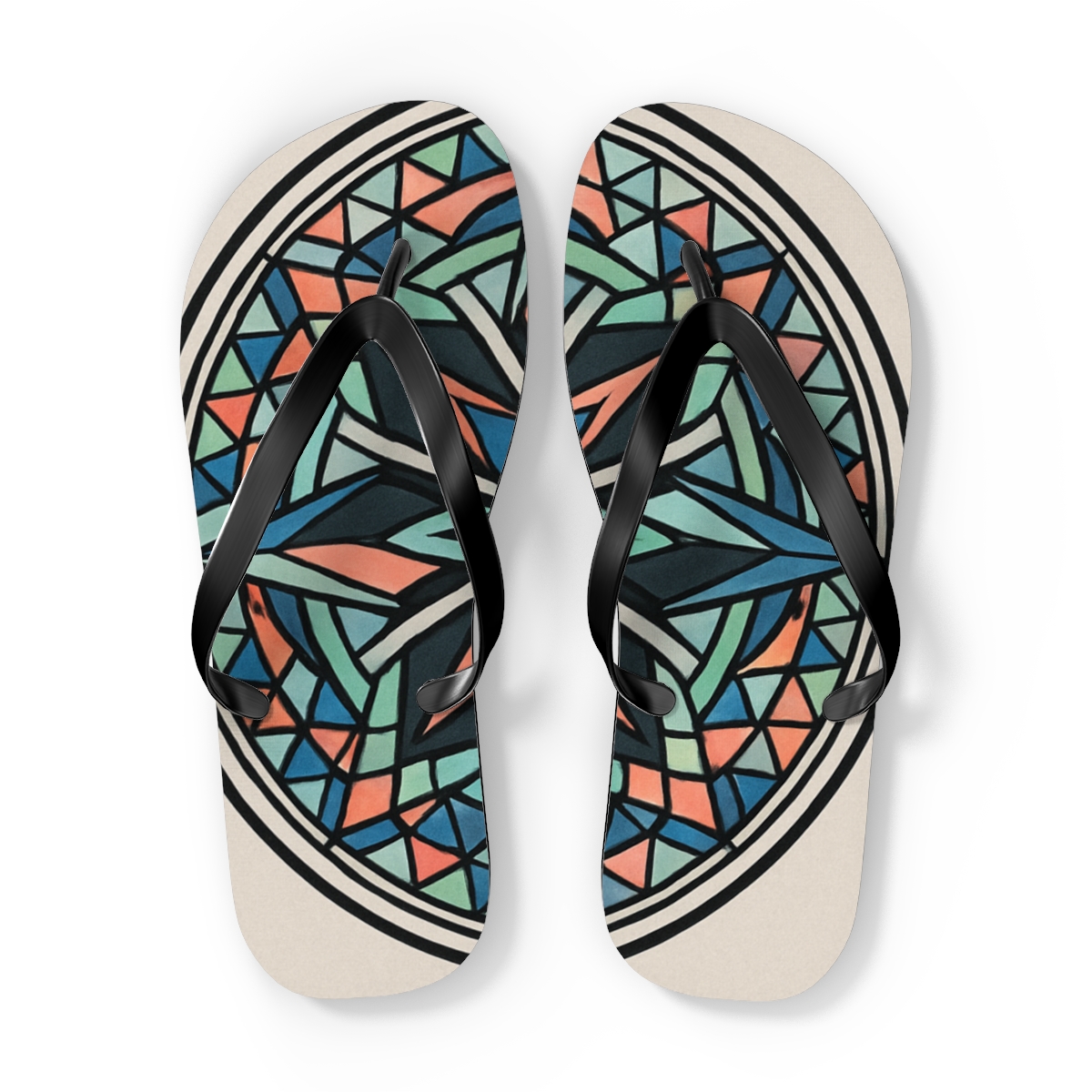 Prismatic Spoke Spiral Medallion designer logo flip flops