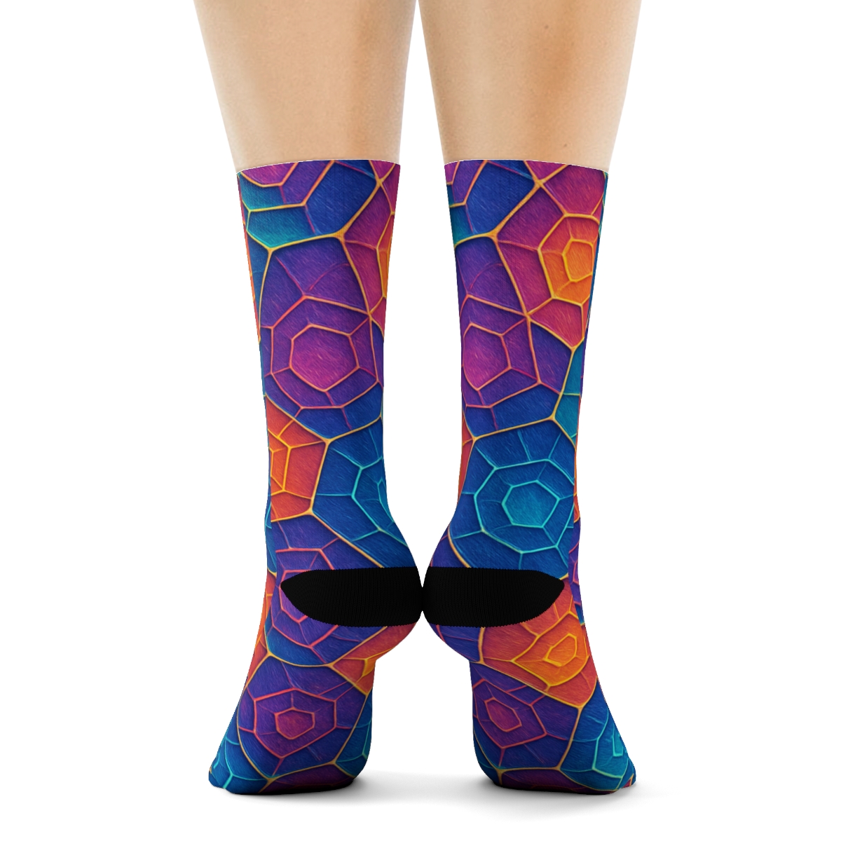 Prismatic Voronoi Starfield Weave stylish patterned socks