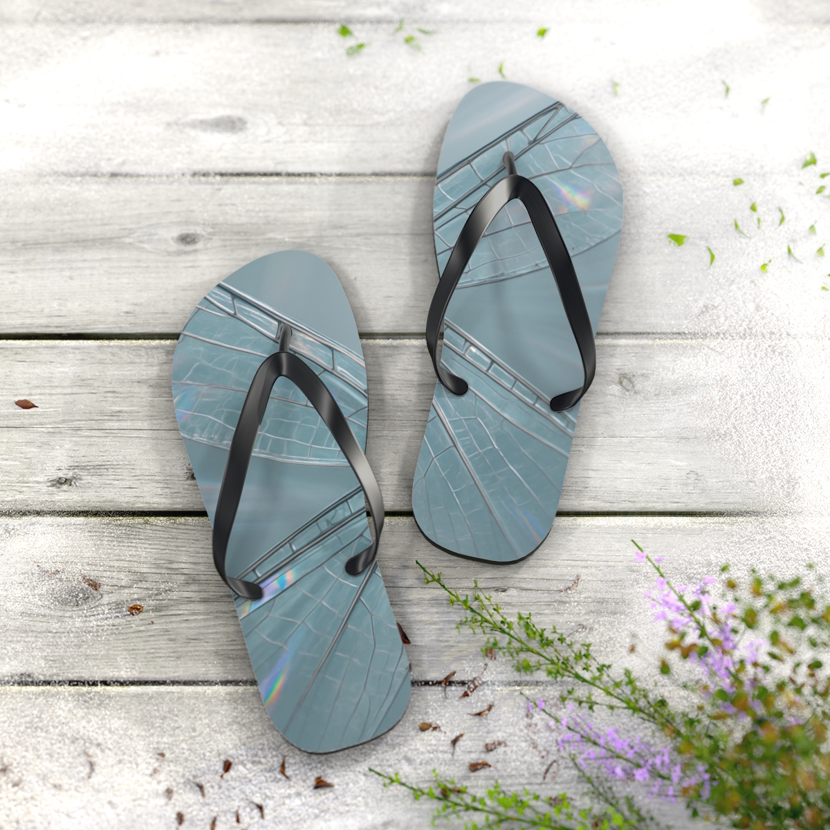 Prismatic Wingbeat Of The Dragonfly custom flip flops