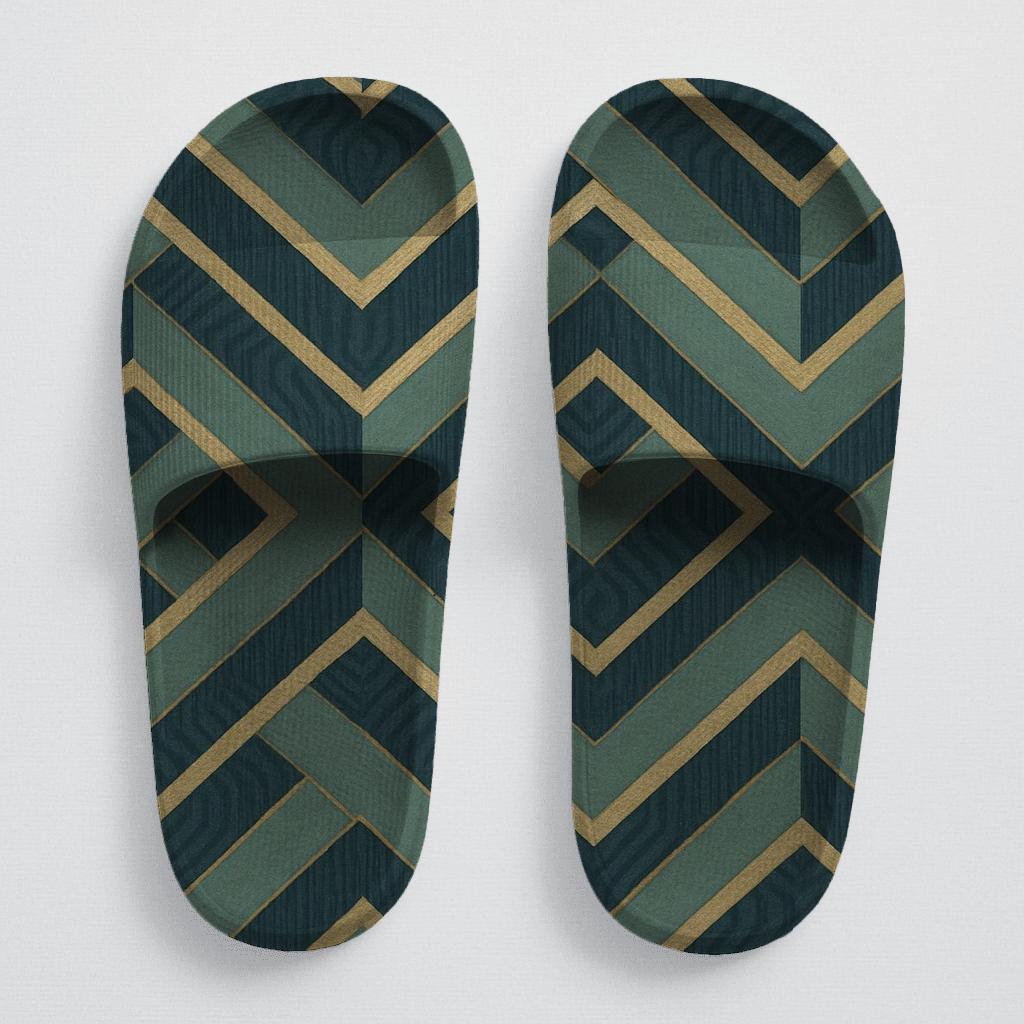 Teal Tide Weave Slides