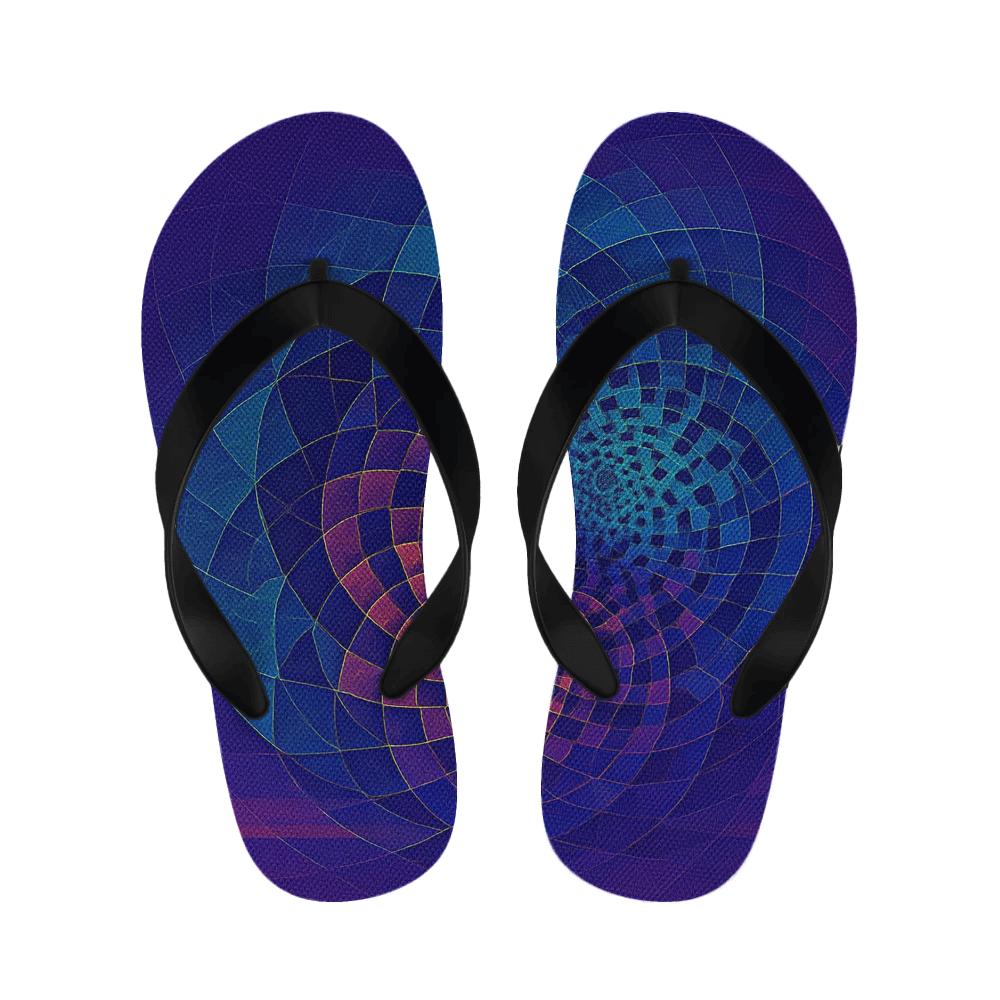 Indigo Whirl Mandala Comfort Slippers