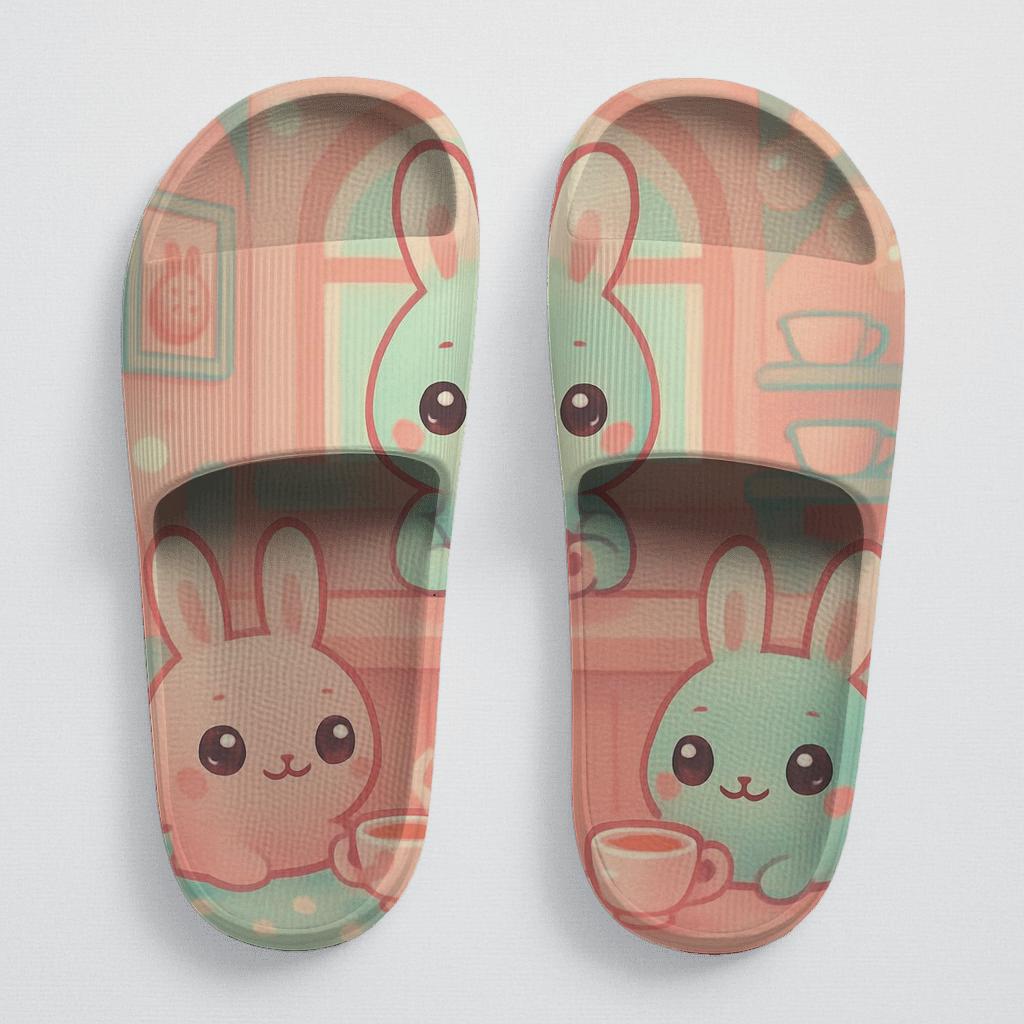 Bubble Tea Bunny Cafe personalized slide sandals