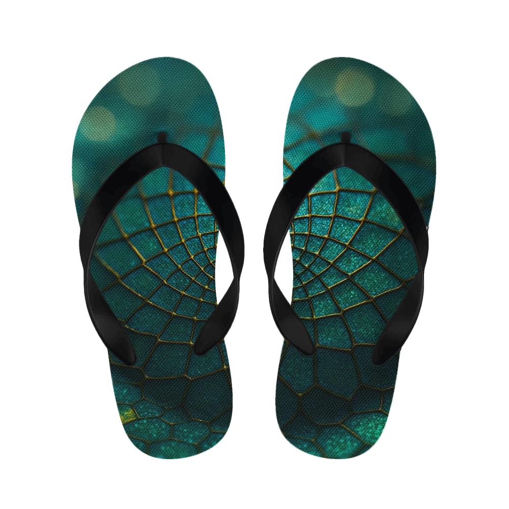 Iridescent Beetle Mosaic designer logo slippers