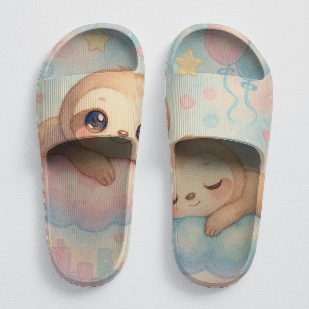 Cotton Candy Sloth Naps comfortable casual slides