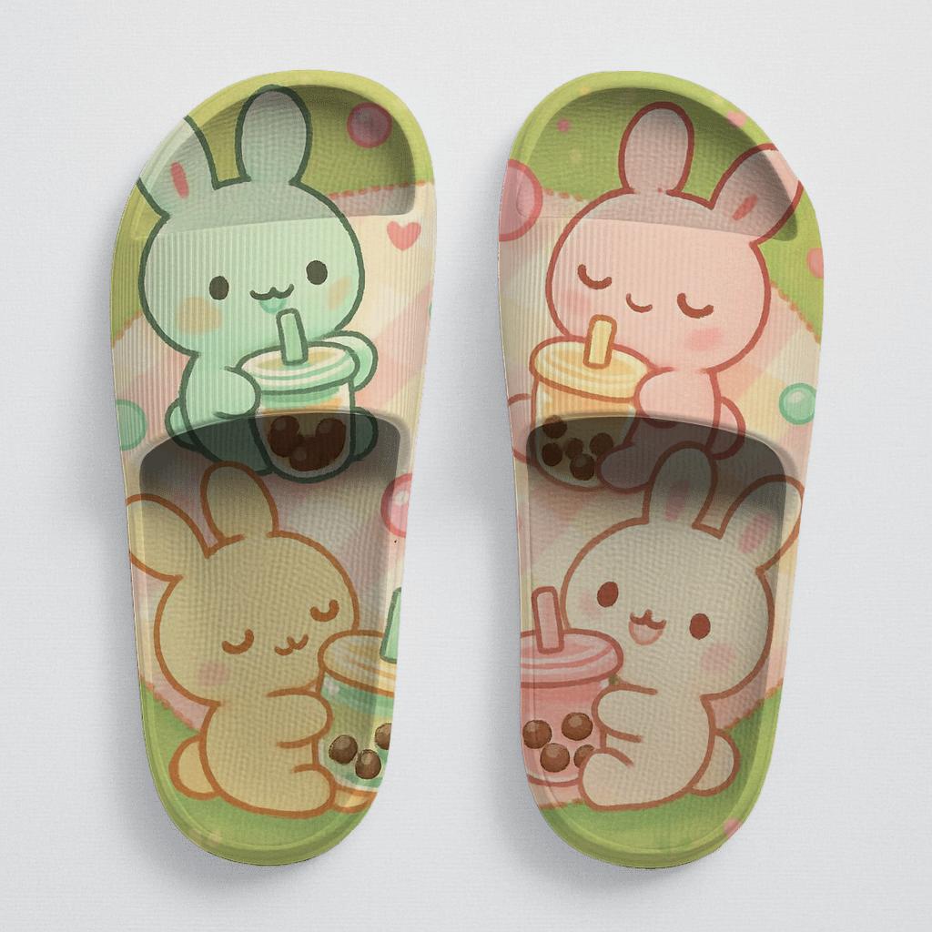 Bubble Tea Bunny Picnic trendy summer slides