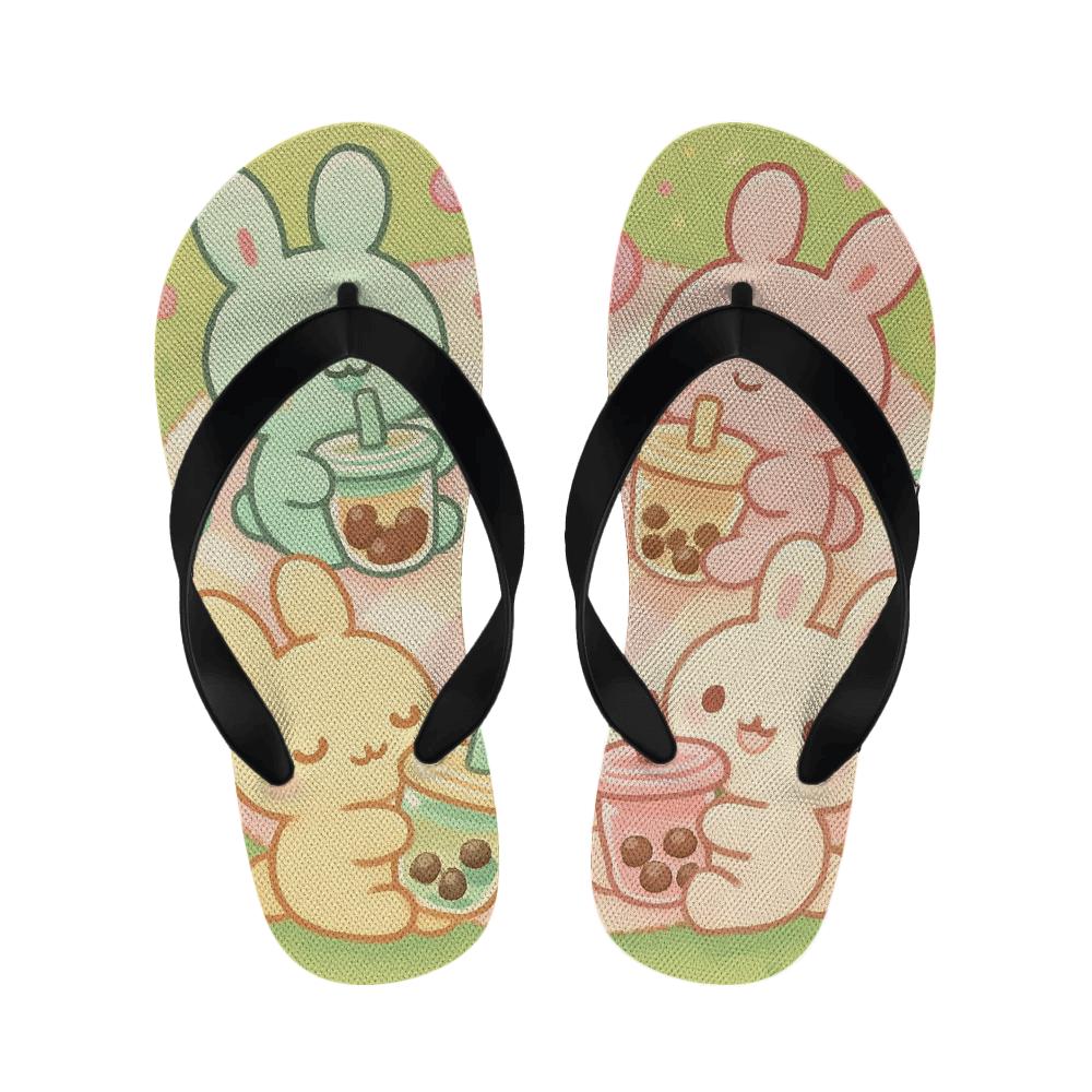 Bubble Tea Bunny Picnic unique printed slippers