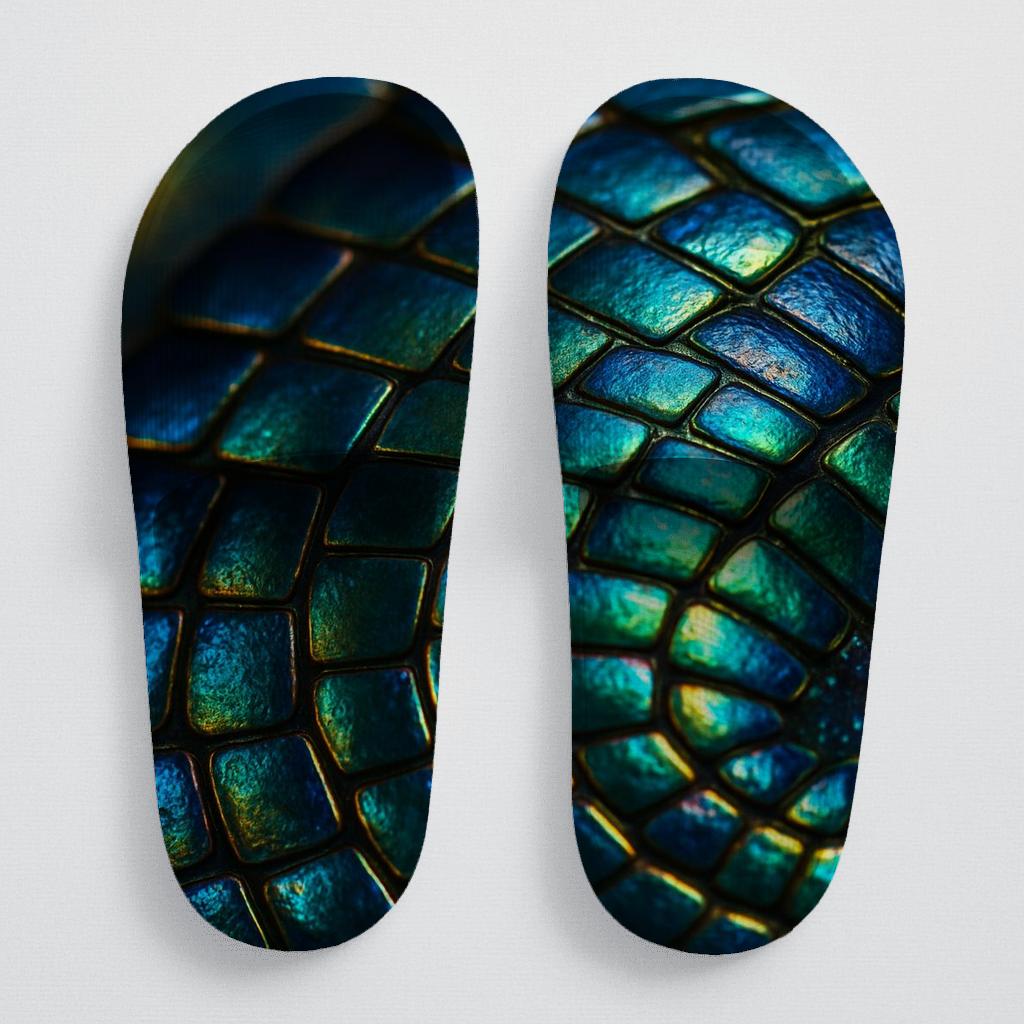 Iridescent Beetle Mosaic soft footbed slides