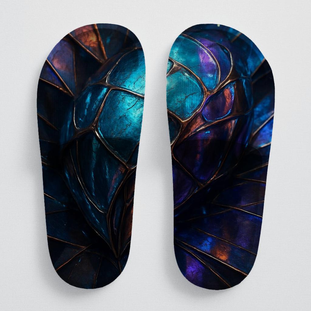 Iridescent Carapace sporty rubber slides
